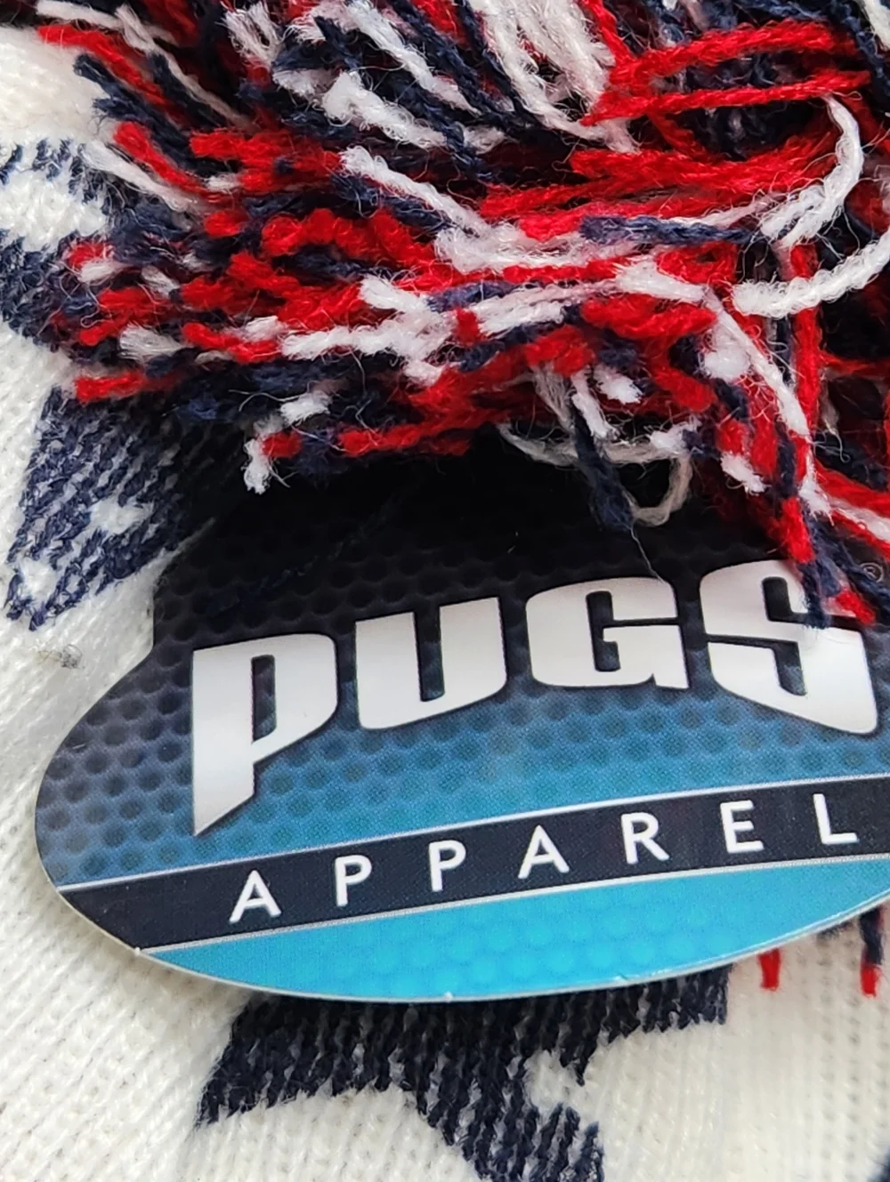 Pugs Patriotic Beanie Red White Blue Stars Pom Knit Winter Hat NWT